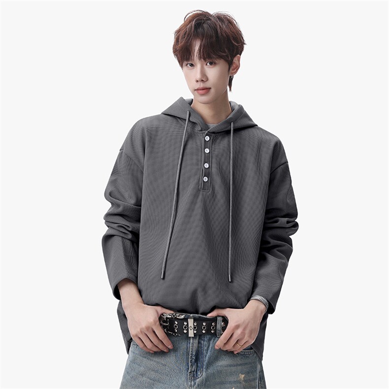 连帽卫衣男春季新款港风宽松华夫格大码长袖套头上衣CH59-P38，男装卫衣，星座214-3