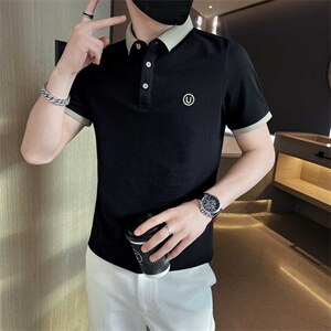 抖音主推大货U字刺绣夏短袖翻领Polo衫时尚大码体恤T066-P45图片