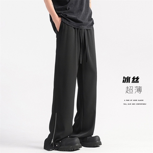 X5504-TP40 控价68 冰丝坠顺感休闲裤男直筒小西裤显高长裤子图片