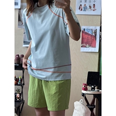 网图现货原版高品质对色对图夏季撞色明线短袖男女A716-P48，男装T恤，星座1505