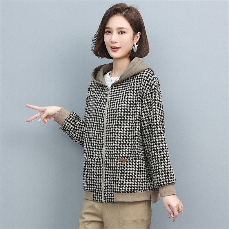 加绒加厚2024秋冬款新款中老年妈妈短款外套女秋冬装卫衣中年上衣,女装短外套,丽影随形