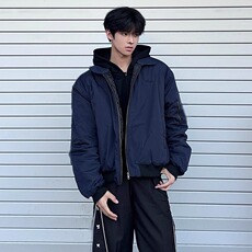 美式vibe复古翻领飞行夹克保暖加棉棉服短款外套男上衣JQ102，男装夹克，星座1116A（原606A-3）
