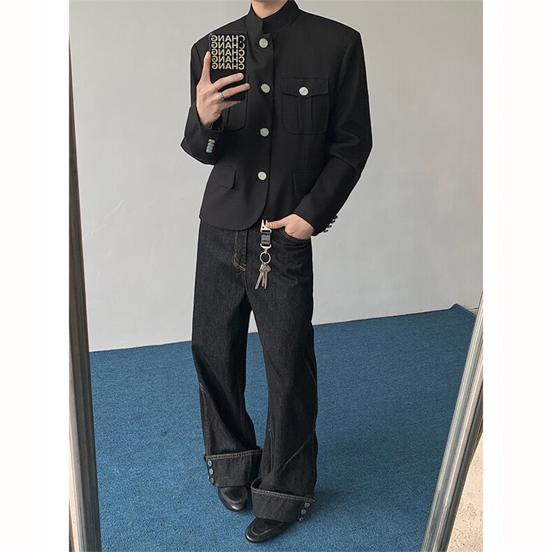 现货！25短款新中式立领男士中山装西装外套XZ81-P135,男装西服,电商B288