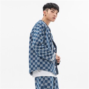 秋冬大码风日系复古港风棒球衬衫牛仔夹克外套潮F17/P75，男装夹克，钱塘713