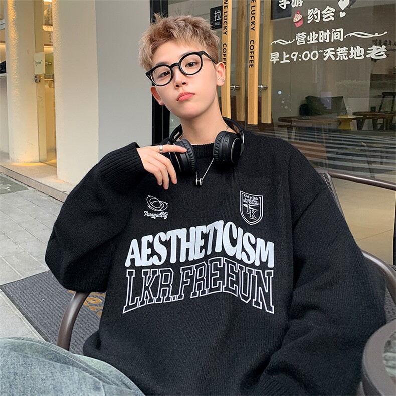 直播品质秋冬美式潮牌圆领毛衣大码针织衫毛线衣线衫MY006特P40,男装针织衫/毛衣,电商A486