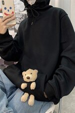 2021冬季新海报港风大码男女送小熊加绒加厚网红连帽卫衣W5205P55，男装卫衣，电商A001
