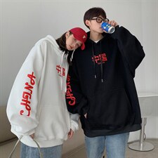 情侣装秋装China印花宽松大码情侣卫衣女外套G955P48男类，女装短外套，电商A339