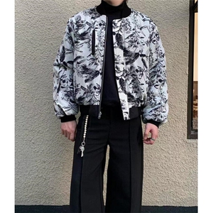 褶皱肌理双面穿棒球服男款春秋季复古宽松休闲夹克外套 MY310图片