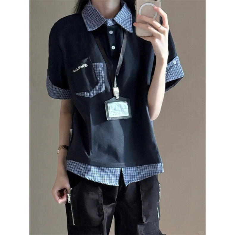 美式学院风假两件短袖T恤男女夏季设计感polo衫上衣LY50700-p39，男装T恤，星座1008