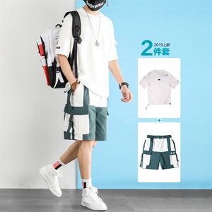 夏季新款男套装2件套时尚潮款青少年款工装工业风DK021+DK089-P75图片