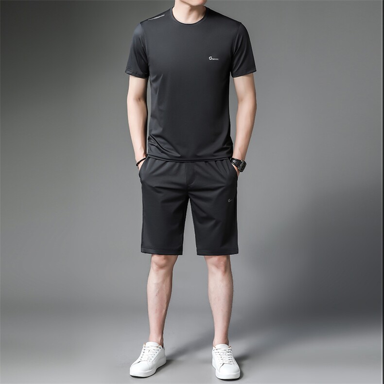 2023夏季新款polo男士冰丝休闲套装宽松百搭中年短袖短裤两件套,男装休闲套装,电商B212（原钱塘6029）