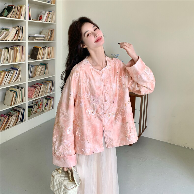 新品~~重工粉色钉珠风短外套W673P195K318,女装短外套,2C209