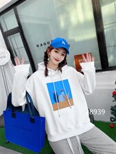 小象图案带帽加绒卫衣，女装卫衣/绒衫，美依菱