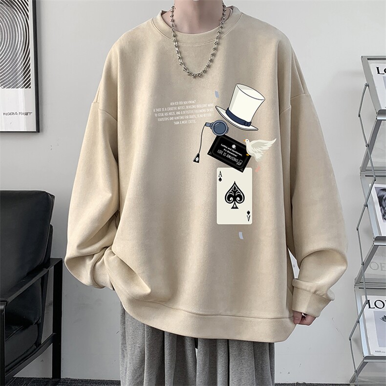 麂皮绒卫衣男大码重磅长袖t恤男JW81373-P35,男装卫衣,电商A040