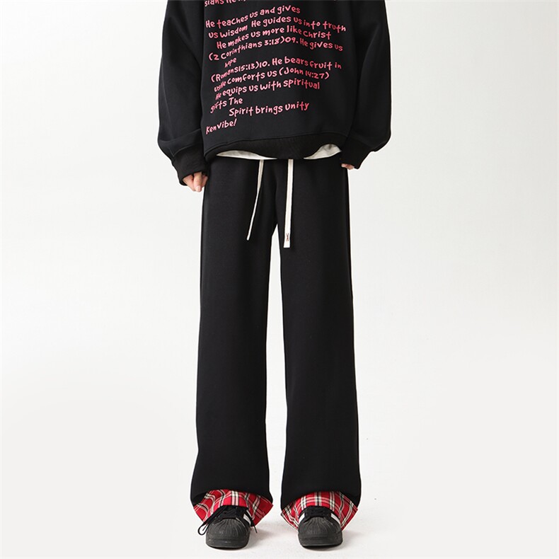 01秋季新款宽松直筒裤脚拼接休闲裤运动裤潮XZ211-1-K2450-P55,女装休闲裤,星座211-1