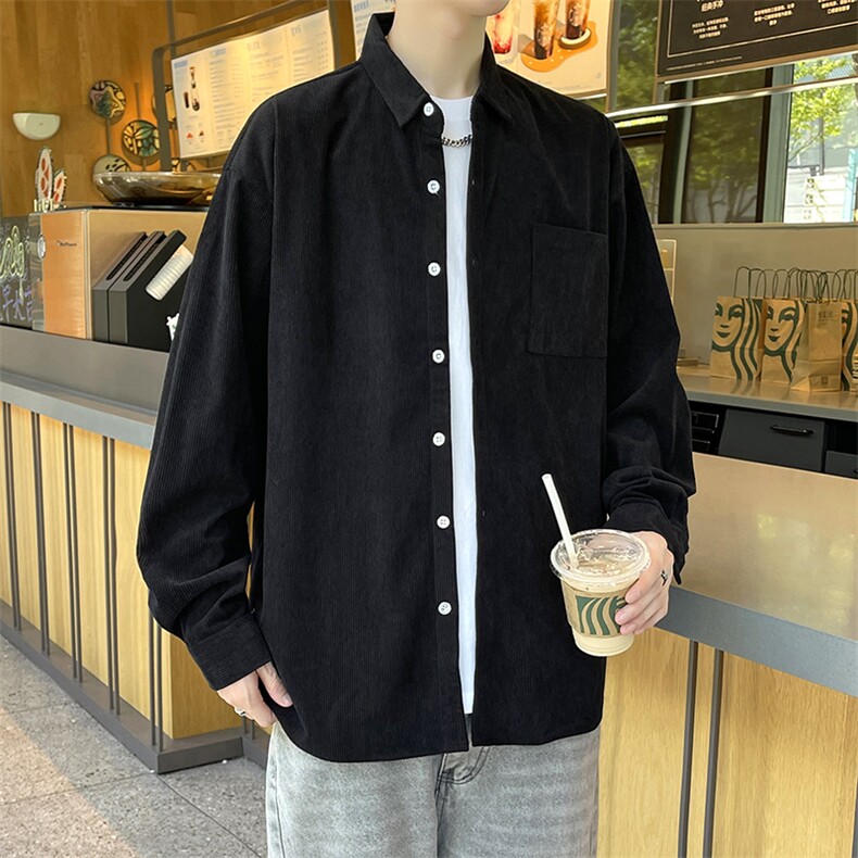 精品秋冬港风新款男大码灯芯绒衬衫宽松长袖衬衣外套/850p45,男装衬衫,电商A012