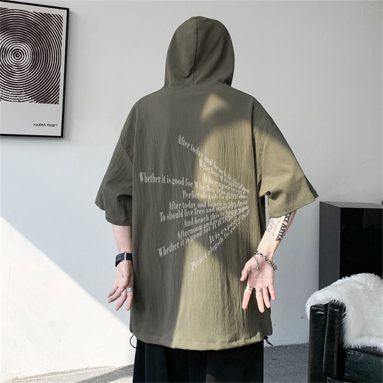 DSA028-MQA2332P38夏季复古潮牌连帽工装短袖男百搭休闲卫衣,男装T恤,电商A028
