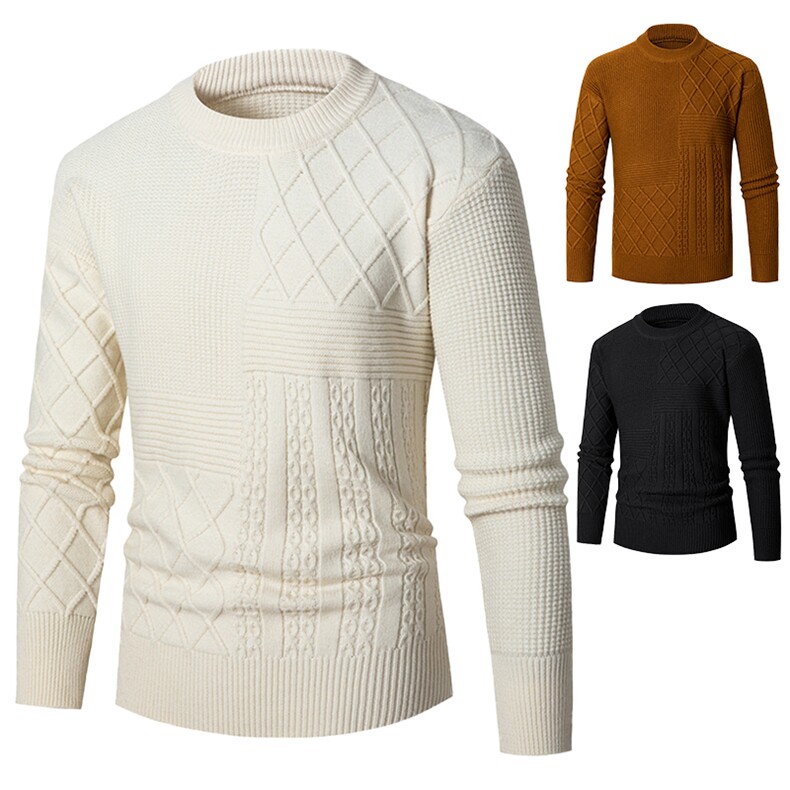 新款中青年打底衫上衣男款毛衣秋冬季上新圆领套头针织衫修身保暖，男装针织衫/毛衣，星座306A