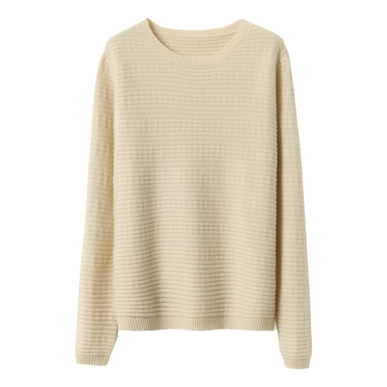 时尚百搭女士羊毛衫圆领正反针设计羊毛保暖舒适,女装羊毛衫,鑫源羊绒
