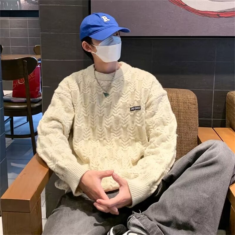 美式街头设计感圆领毛衣男慵懒风休闲针织衫M5547P50,男装针织衫/毛衣,星座1116-2