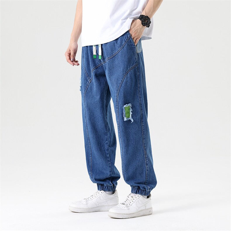 M-8XL 秋季新款大码束脚工装潮流休闲束脚牛仔裤 109-K123-P55图片