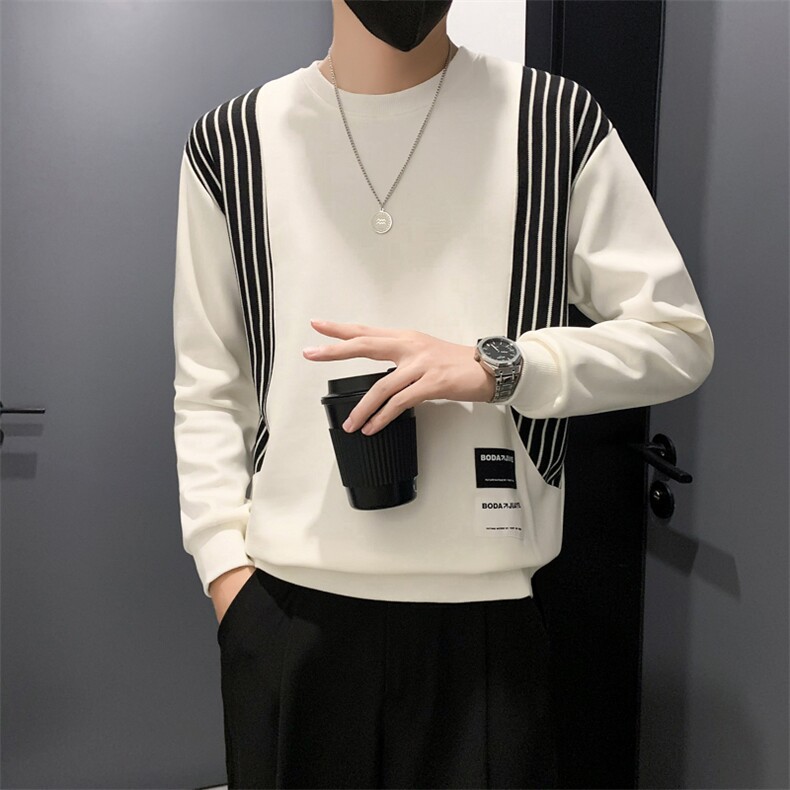 B340WY2338P58控88店主风无头风条纹拼接休闲卫衣男,男装卫衣,电商B340