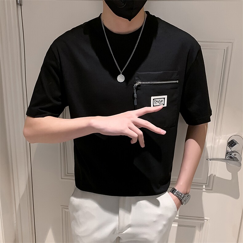 白色2023精神小伙修身男士圆领潮款短袖T恤打底衫潮T905-P58控78,男装T恤,电商A108