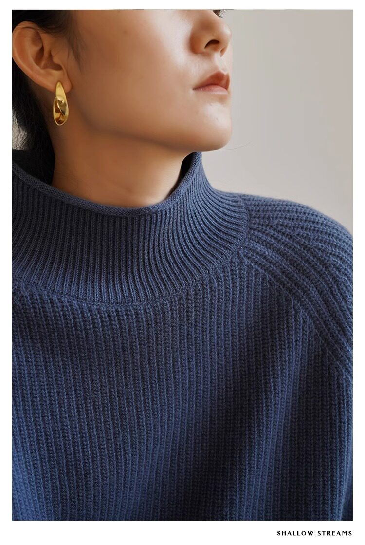设计感高领打底衫女宽松套头针织毛衣高级感百搭羊,针织衫/毛衣,解氏羊绒