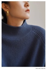 设计感高领打底衫女宽松套头针织毛衣高级感百搭羊，女装针织衫/毛衣，解氏羊绒