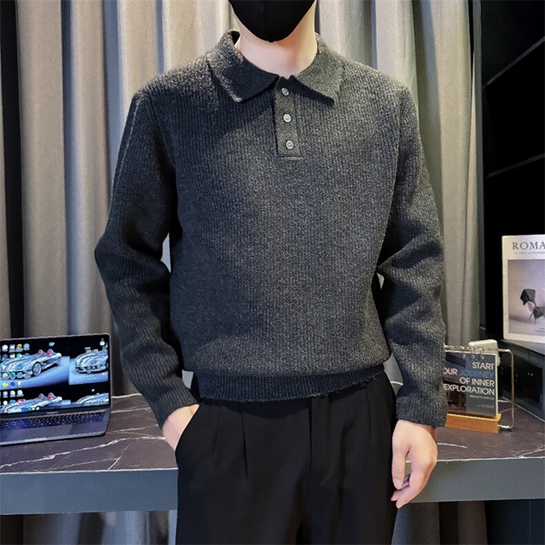 B216 MY5156  P65 2025秋冬新款男士POLO衫领毛衣针织衫图片