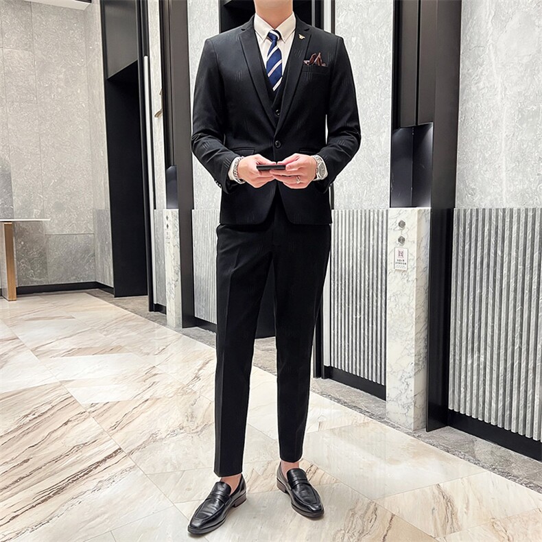 西服套装男西装男士商务休闲职业装修身新郎伴郎结婚三件套礼服潮,男装西服套装,星座505-2（原电商A260-1)