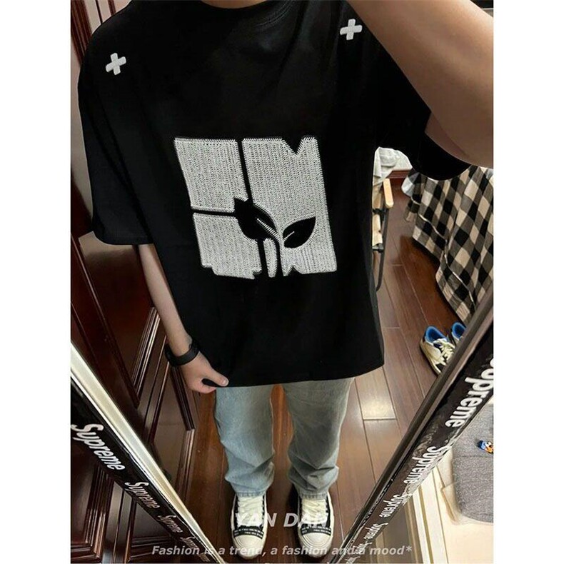 美式高街贴布刺绣重磅短袖T恤男女夏季半袖情侣上衣LT1033-P30,男装T恤,星座1008