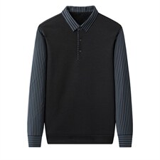 长袖t恤男纯色卫衣春秋季polo衫中年潮流假两件上衣服2023新款，男装卫衣，电商B212（原钱塘6029）