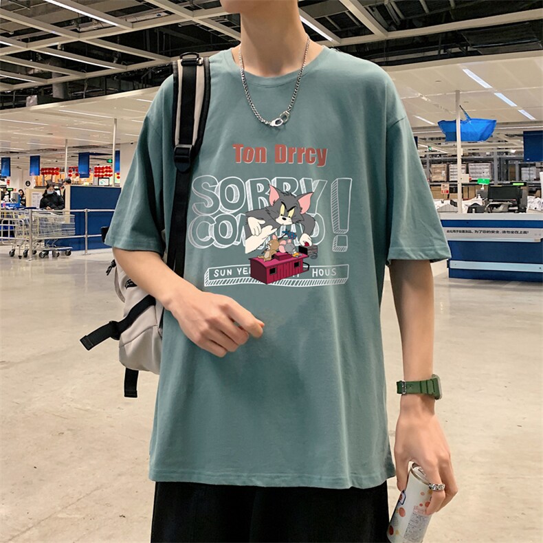 ！春夏新款纯棉宽松短袖T恤男士情侣体恤衫男DX09-P20,男装T恤,电商B367