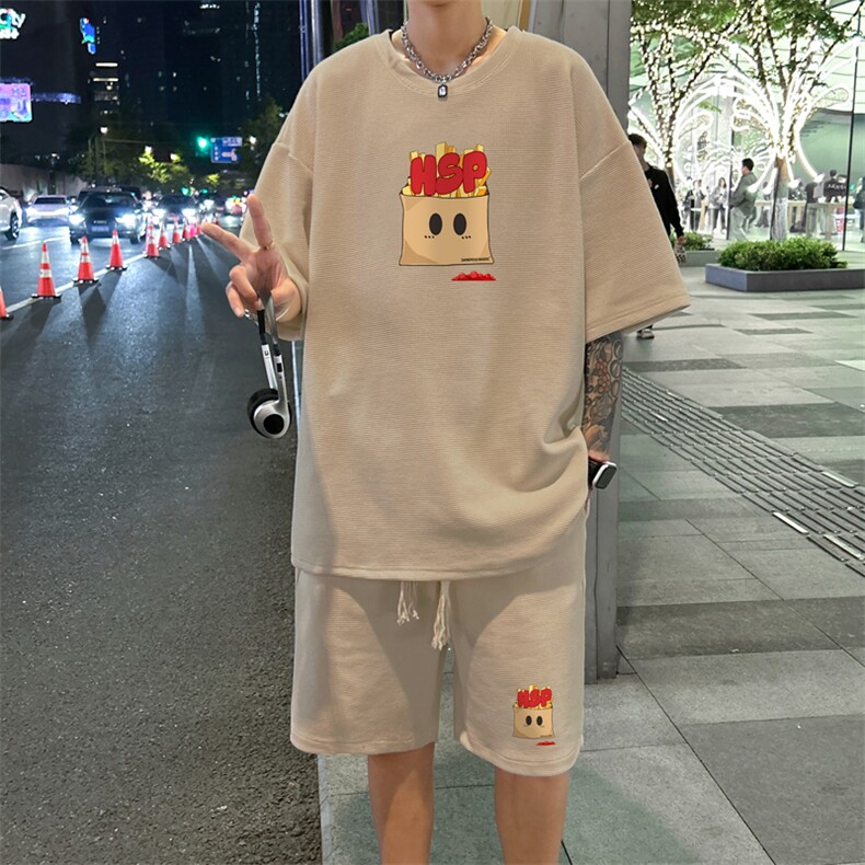 套装！华夫格套装短袖T恤短裤男TZ182-特P38,男装T恤,电商B367