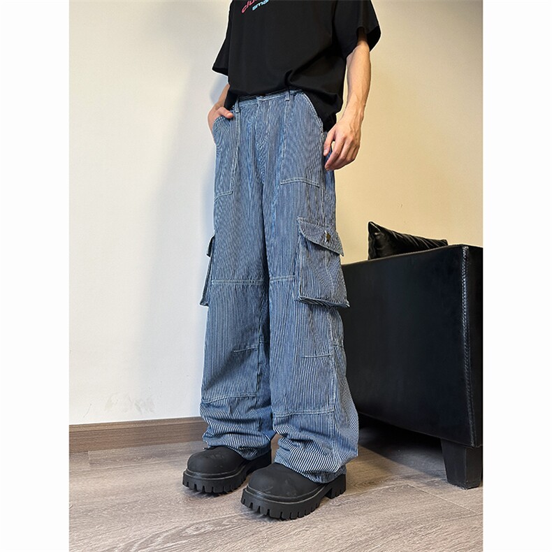 903-AK81-特P65【89】 S-3XL  美式条纹工装牛仔裤！3图片
