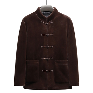 冬季新款盘扣风中年水貂毛皮草唐装外套男士民族服TR118-P245图片
