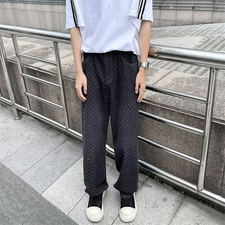 2024夏季新款日系直筒牛仔裤男宽松阔腿休闲百搭长裤子1000P46,男装牛仔裤,星座410-2