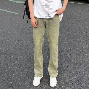 牛仔裤男夏季新款小众高街vibe潮牌美式复古水洗修身直筒休闲长裤图片