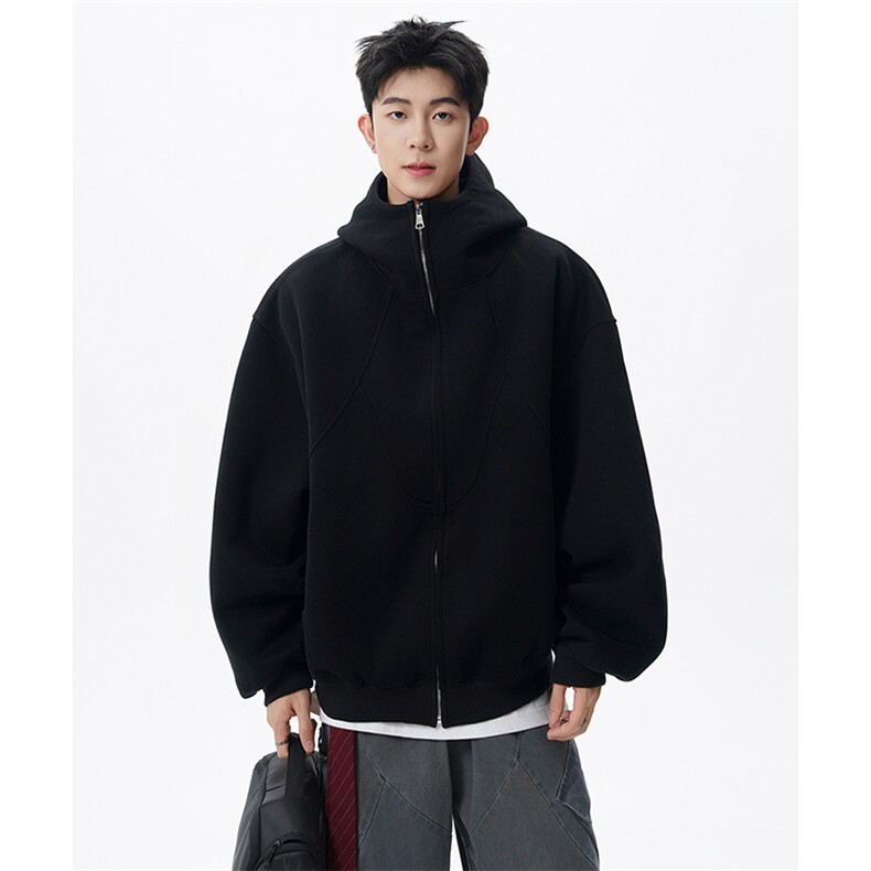 重磅420克空气层卫衣男士拼接连帽开衫外套W008特批55，女装短外套，电商A073