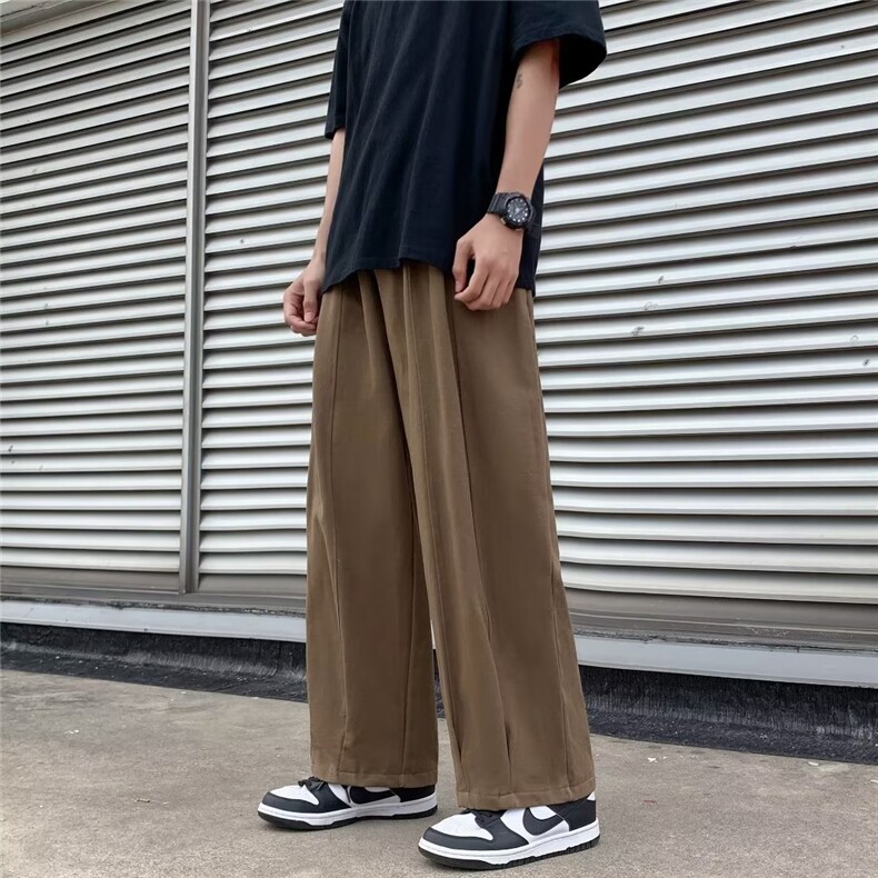 日系oversize阿美咔叽慵懒垂感阔腿裤2023新款颓废纯色灯笼裤男女,男装休闲裤,星座601-2