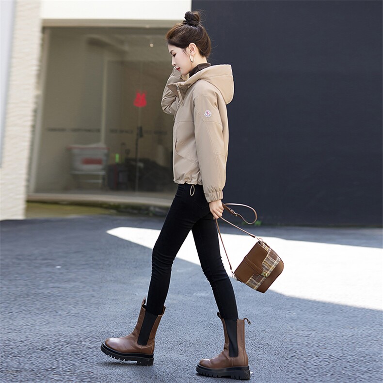 冬装加绒派克服棉衣女2025新款小个子短款宽松休闲棉衣厚外套,女装风衣,涵亦佰惠