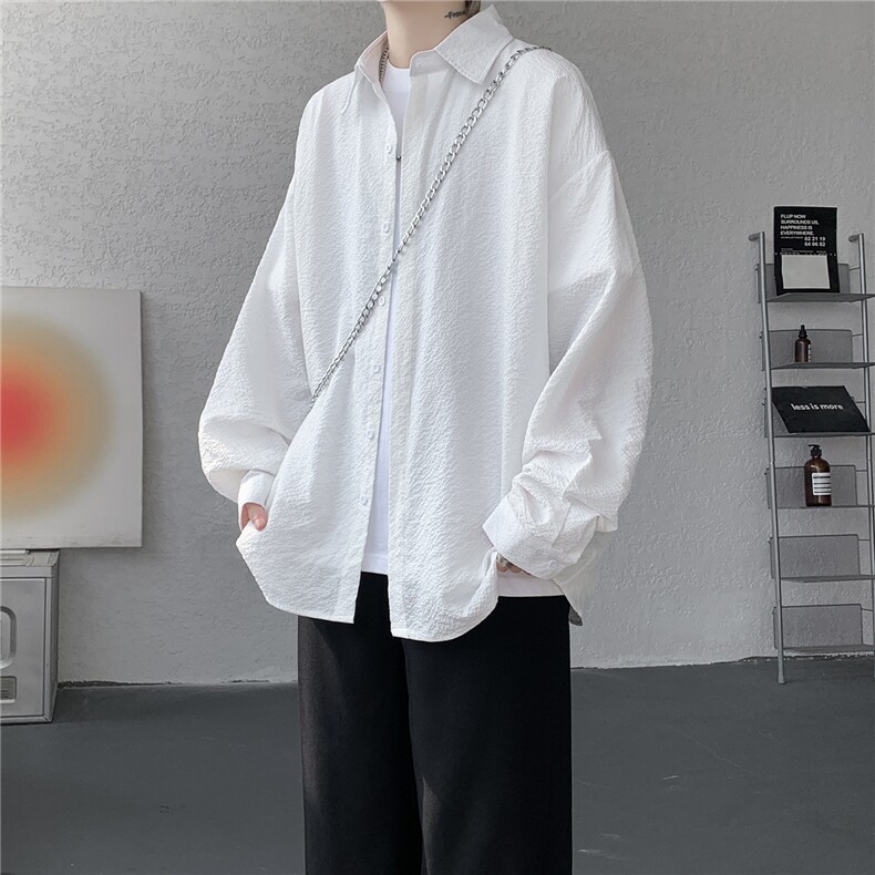 8XL-M泡泡纱盐缩肌理长袖衬衫男春季冰丝外套防晒衬衣CS29007P40,男装防晒衣,电商B312