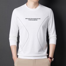 圆领长袖t恤男士卫衣春秋季新款中年商务休闲印花男装上衣潮，男装卫衣，电商B212（原钱塘6029）