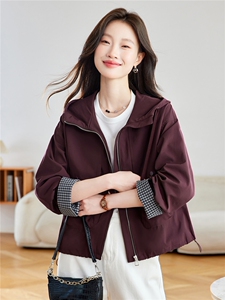 现货！高端外套女短款2026年秋季新款格子拼接洋气春秋夹克上衣图片