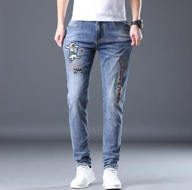 2023春夏新款水洗潮牌修身小脚刺绣弹力牛仔裤男B223-640-P95,男装牛仔裤,电商D218