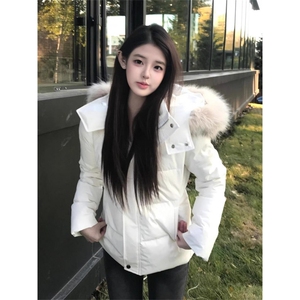 美式毛领连帽棉服女冬季加厚收腰显瘦学生棉袄外套8056-P110网图图片