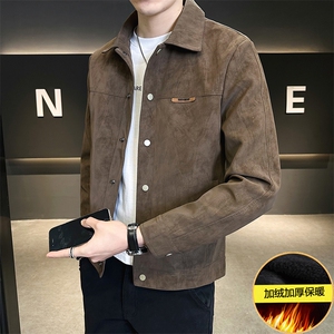 加绒加厚外套男秋冬季款麂皮夹克 A313-2001-1-P145 188元图片