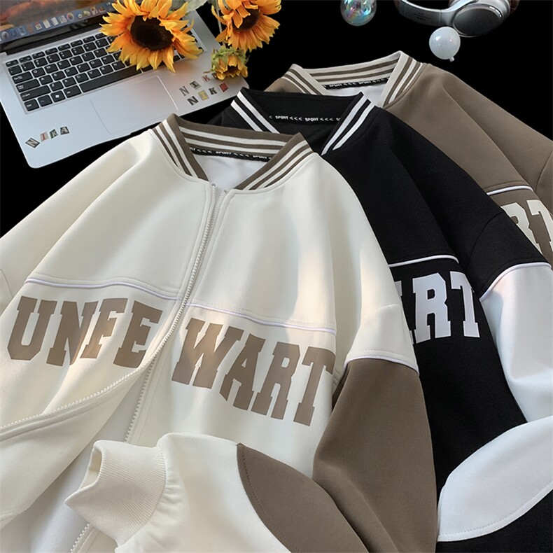 B257-1-M09-P6524新款宽松休闲情侣港风潮流开衫棒球衫，男装卫衣，星座B257-1