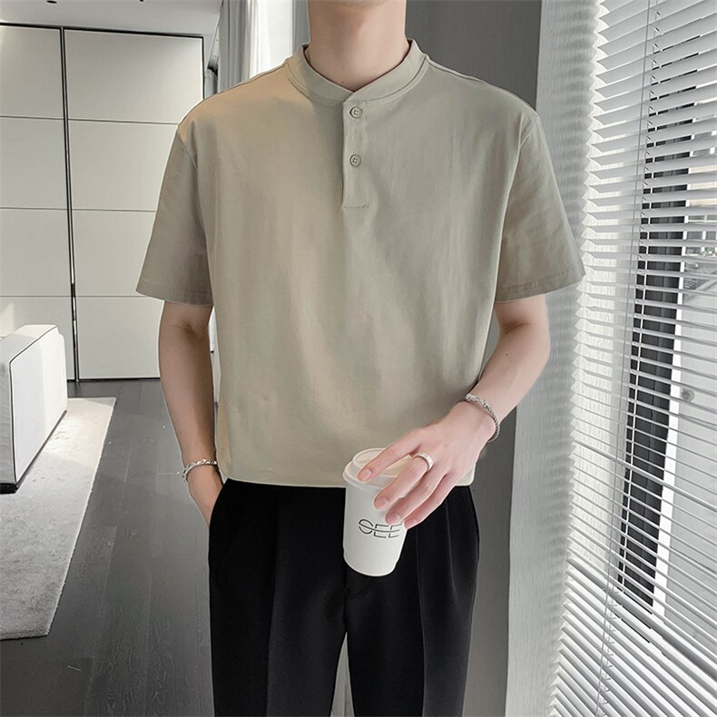 盗图亨利领硬汉内搭短袖体恤半袖上衣PL53/P45特控78,男装T恤,电商A243